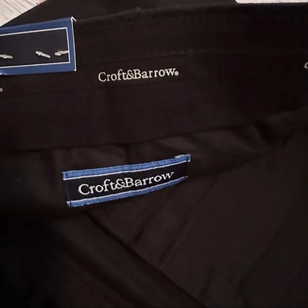 Croft & Barrow‎ Easy Care Khaki Black Pants Flat Front Size 38x29 NWT
